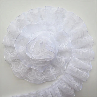 Lace Trim, 2 Yards Wide Pleated Organza Trim, Sewing Lace Trim for Scrapbooking, DIY Crafts, Wedding Decor Accessories - WHIT
