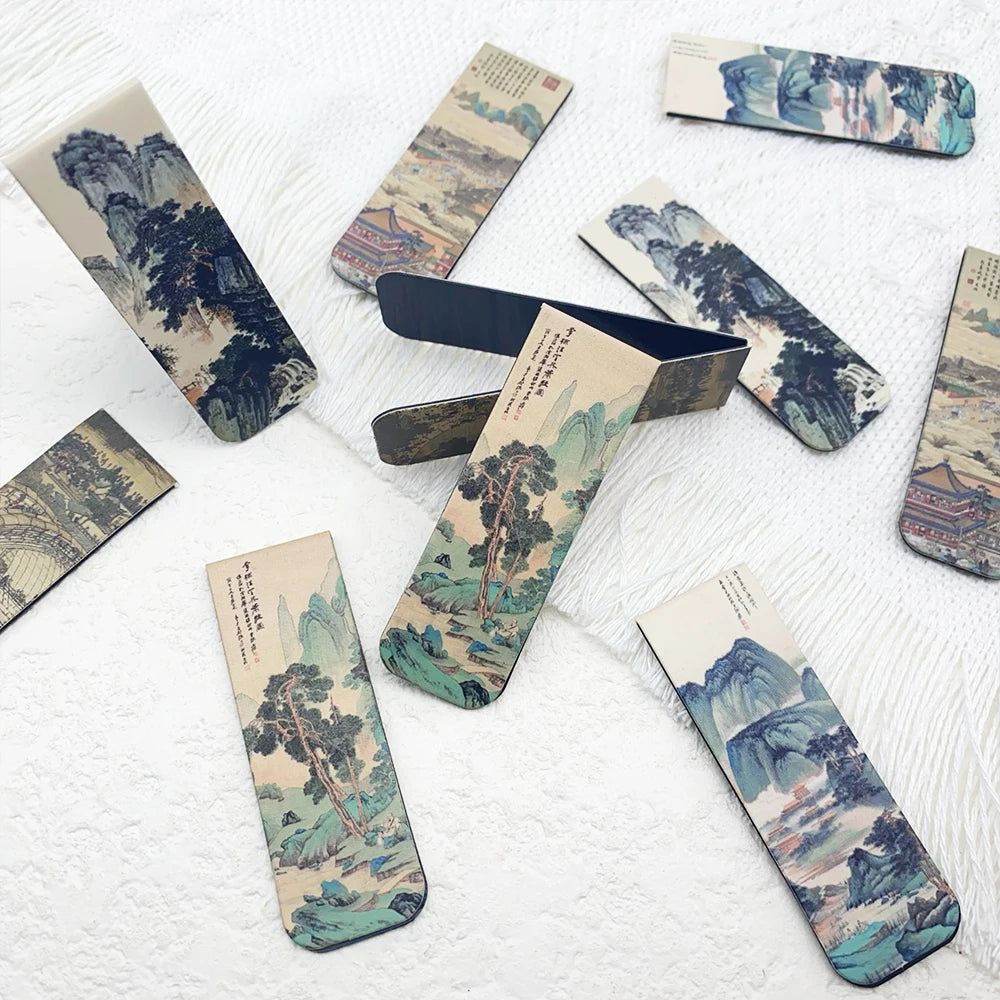 5pcs Chinese Painting Magnetic Bookmarks School Stationery Supplies Reading Pages Books Annotated DIY Aesthetic Bookmarks