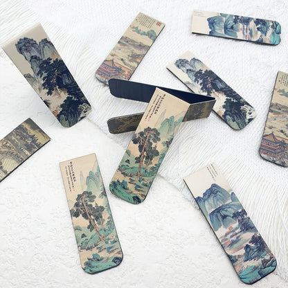 5pcs Chinese Painting Magnetic Bookmarks School Stationery Supplies Reading Pages Books Annotated DIY Aesthetic Bookmarks