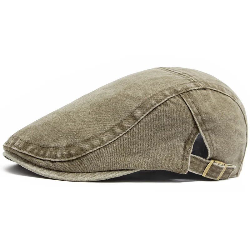 Vintage Painter Beret Unisex Fashion Flat Visor Cap Casual Autumn Retro Cotton Solid Newsboy Hat Summer Adjustable - As shown