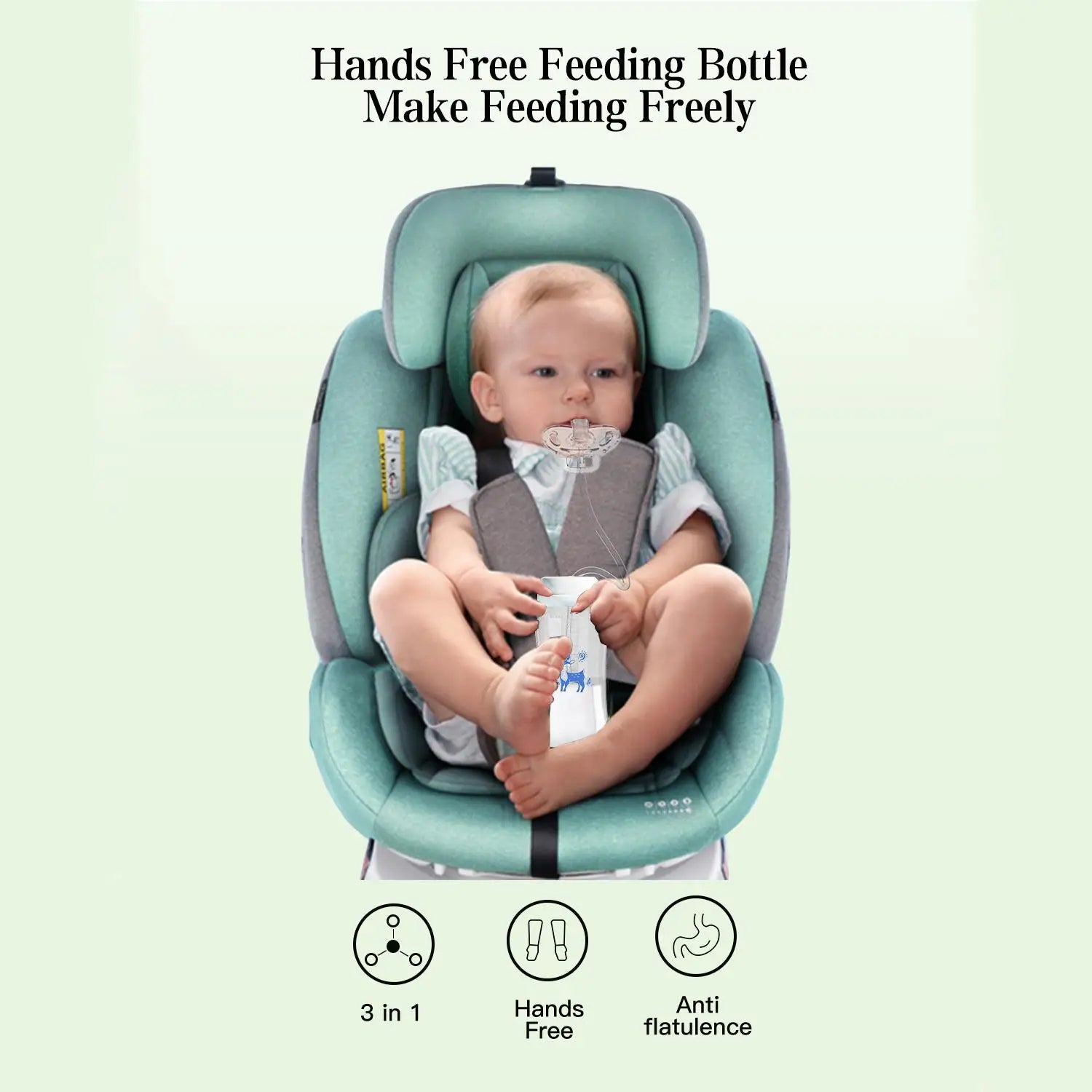 3-in-1 Hands-Free 300ML Wide-neck Baby Bottle,Milk Storage Bottle,Pacifier,Multi-Function Anti-Drop Gravity Ball Feeding Bott