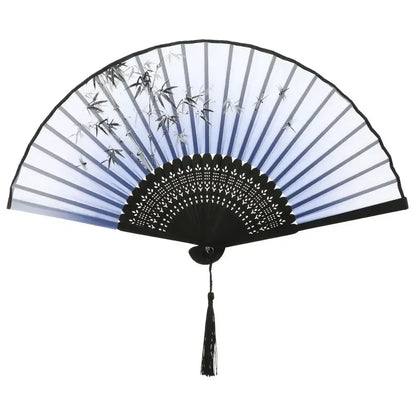 Retro Flower Pattern Home Decoration Elegent Bamboo Folding Fan Chinese Style Painting Handheld Fan Dance Performance Props -