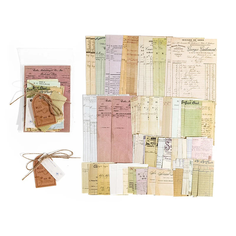 JIANQI 100pcs/pack Decor Scrapbook Vintage Materials Paper Combo Kit DIY Junk Journal Collage Photo Album Retro Background pa