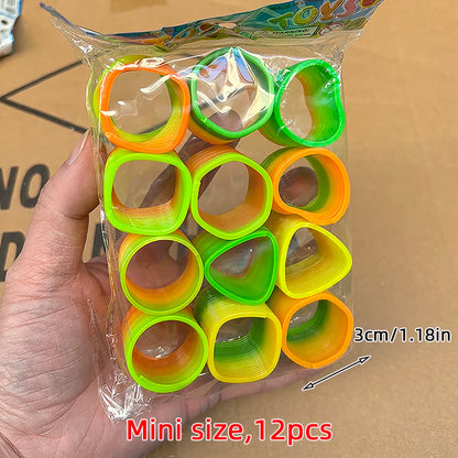 12/24 Rainbow Magic Springs Circle Toys Kids Birthday Party Favors Guests Giveaway Small Gifts Pinata Fillers Flexible Funny 