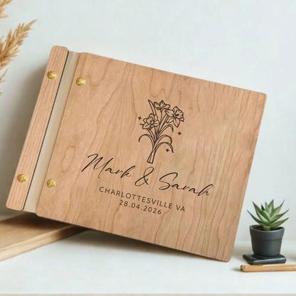 Custom Guest Book Wedding Wooden Memorial Book Mr & Mrs Signing Book Engagement Party Decor Personalized Gift Photo Album