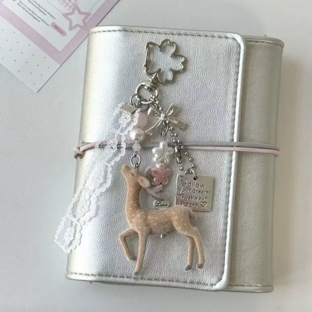 Cute Portable Deer Keychain 11.5cm Length Korean Style Phone Charms Handmade DIY Bead Case