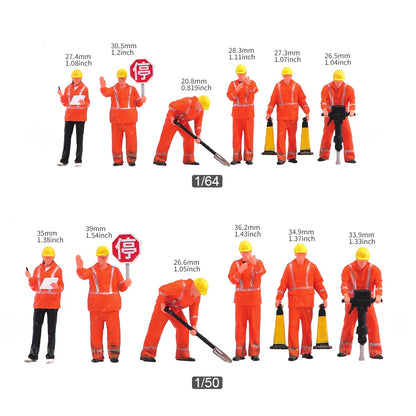 Diorama Figures 1/64 1/50 Construction Team Construction Workers Doll Set Figure Model Decoration Scene Car Toys