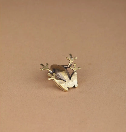 Retro Brass Mini Frog Miniatures Figurines Vintage Animal Figurine Toad Desktop Ornaments Home Decoration Crafts Tea Pet Deco