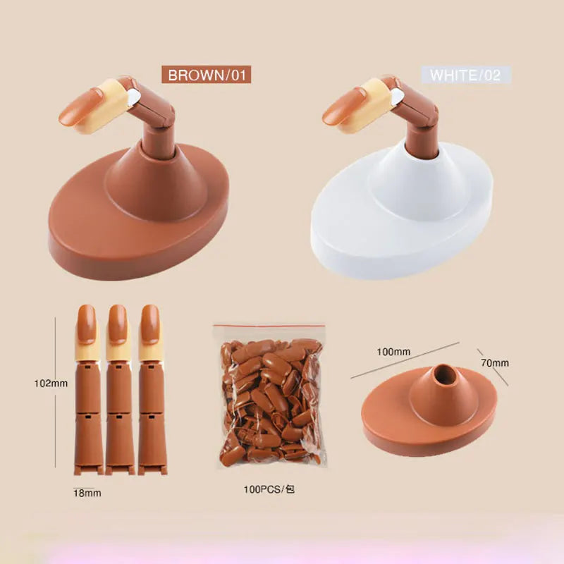 Nail Training Hand Nail Art Practice Model With Base Showing Shelf Manicurist Beginner Replace Finger Tips Nail Piece