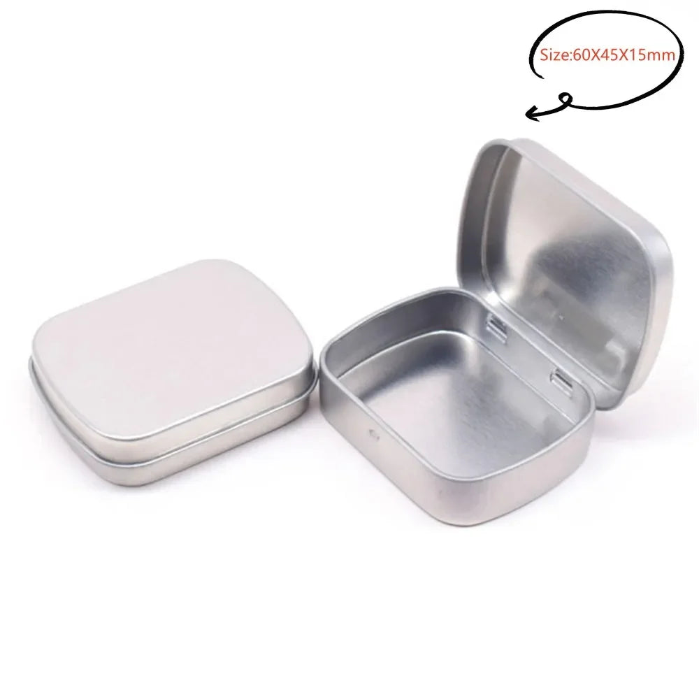 New Square Tin Storage Boxes Small Metal Storage Box Silver Jewelry Keys Coins Metal Box Tin Wedding Candy Storage Tin Can - 