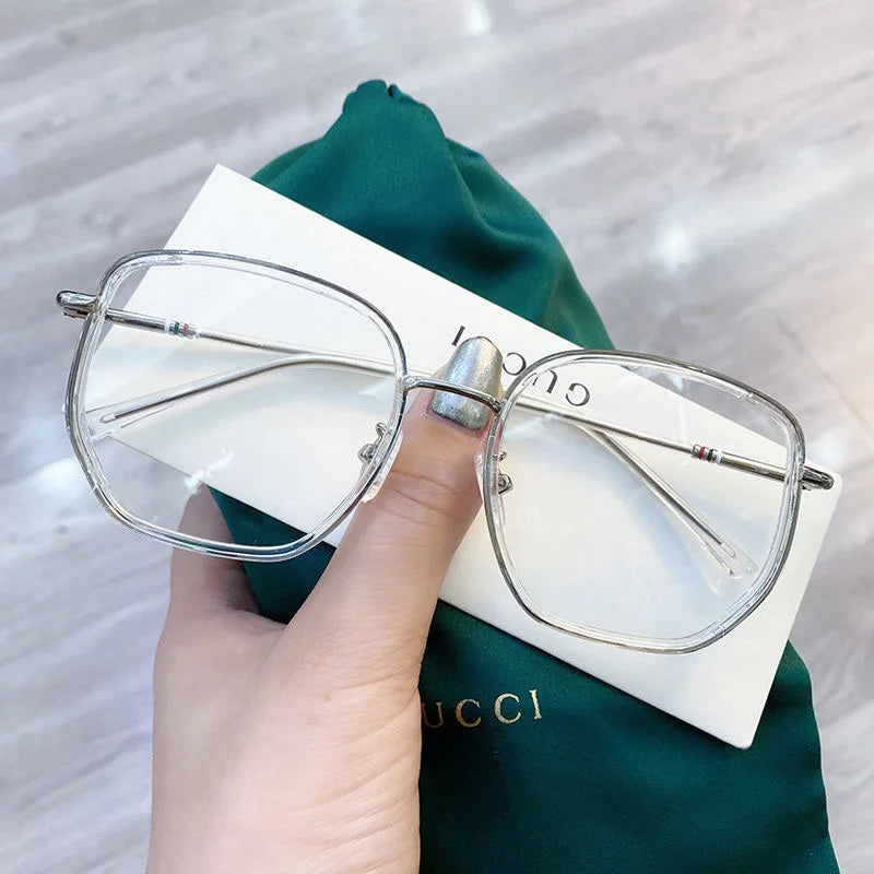 Men And Women Retro Fashion Square Anti Blue Light Computer Glasses Reading And Playing Games To Protect Eyes 2023 - transpar