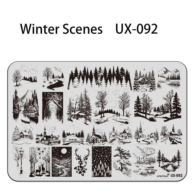 UX Serial 2 Stainless Steel Stamping Plate Template Abstract Vintage Fabric Texture Pattern Xmas Halloween Floral LaceUX52 - 