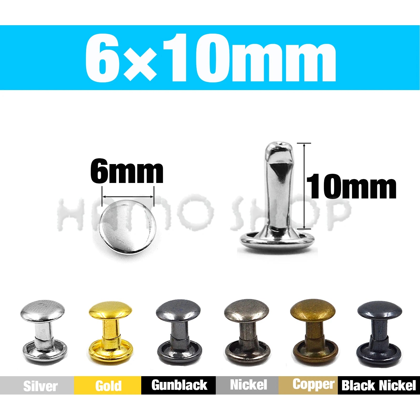 100Sets 5-15mm Metal Double Cap Rivets Stud Round Nail Rivet For Leathercraft Accessories Repair Shoes Bag Belt Clothing Garm