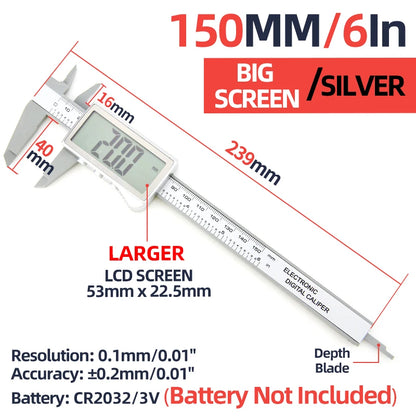 Electronic Pachometer Digital Caliper Vernier Calipers Micrometer Ruler Carbon Fibre Plastic Gauge Measuring Tools Instrument