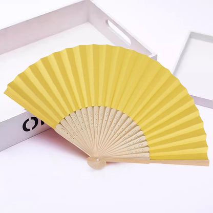 Hand Held Fan Paper Folding Fan Party Decorative New Fashionable Simple Decorative Blank Folding Fans Candy Colored Can DIY