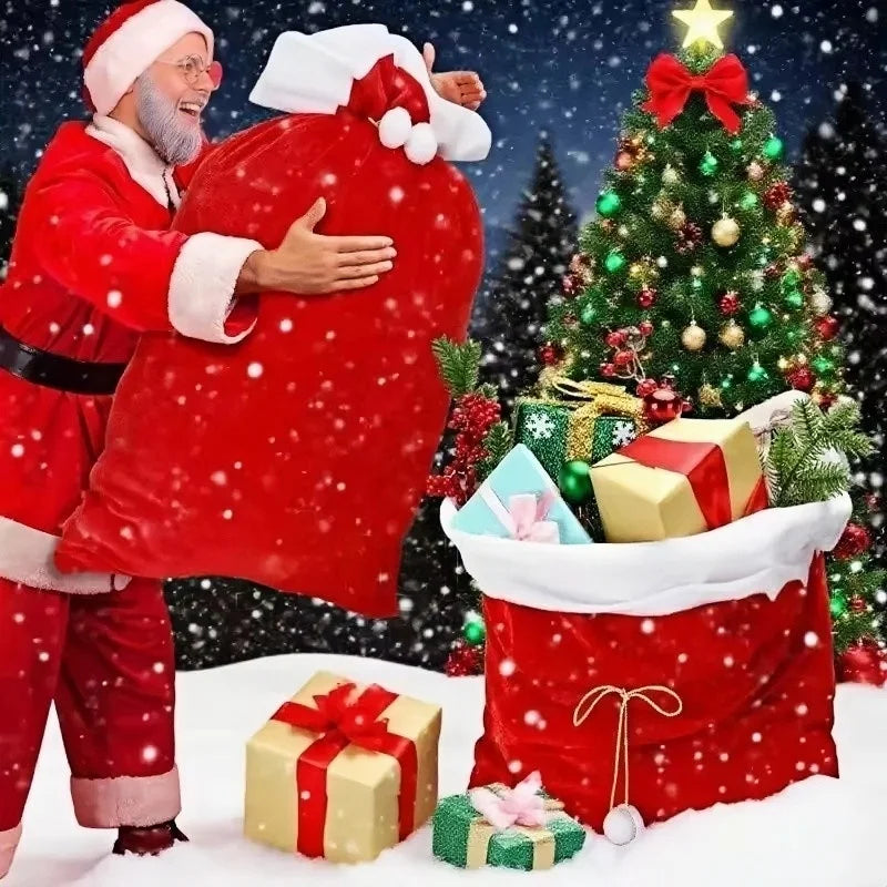 50/100x70cm Santa Claus Christmas Sack Bag Drawstring Bag, Costume Sacks for Presents, Kids Stocking Stuffer, Bags for Gifts