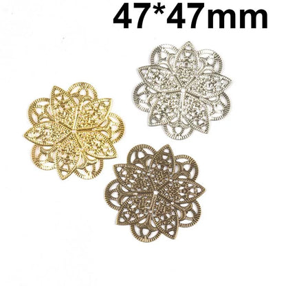 Round Flowers Filigree Wraps Connectors Metal Crafts Supplies For DIY Jewelry Accessories Findings Making Scrapbook Home Deco