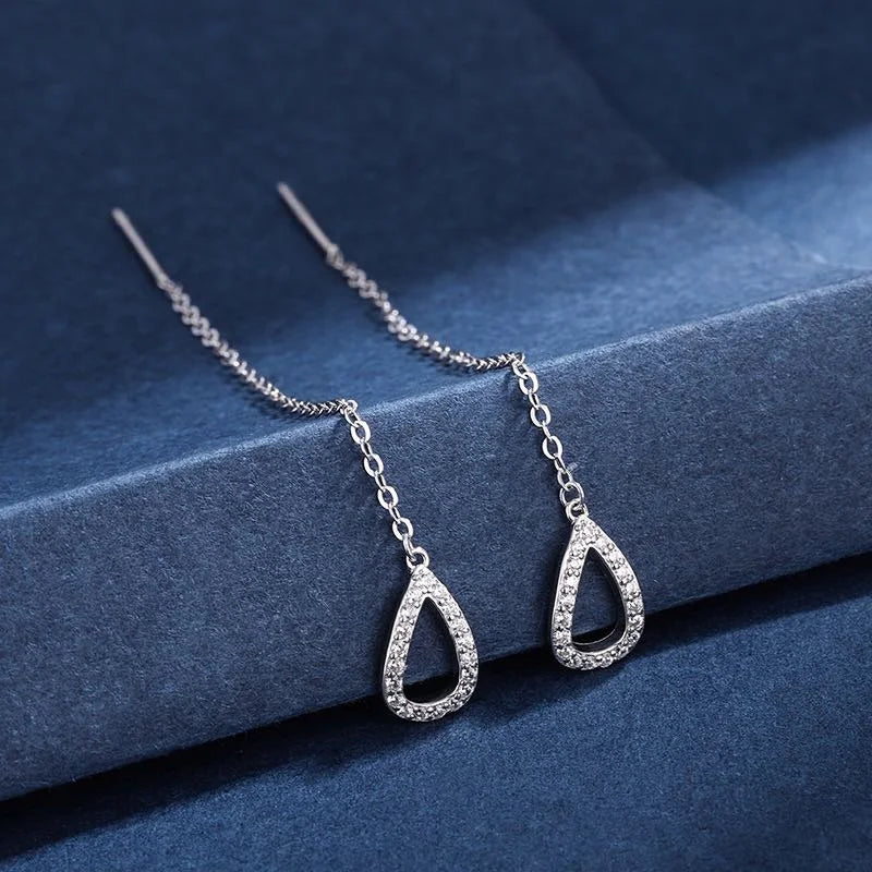 Trendy Long Wire Tassel Thread Chain Climb Star Heart Beads Pendants Drop Earrings women's Straight Hanging Earings Jewelry -