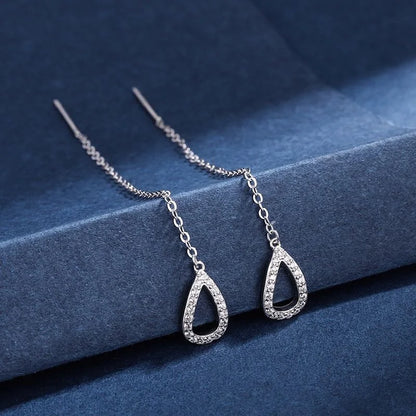 Trendy Long Wire Tassel Thread Chain Climb Star Heart Beads Pendants Drop Earrings women's Straight Hanging Earings Jewelry -