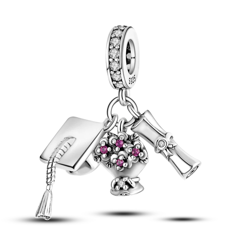 2026 Charms Bead 925 Sterling Silver Pink Butterfly Luminous Firefly Dangle Fit Bangle Bracelet Necklace DIY Jewelry - KTC122