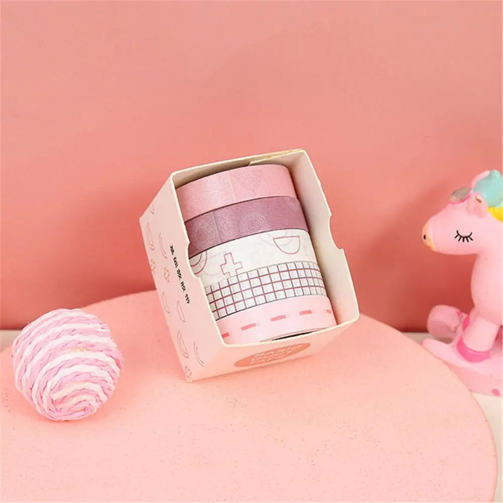 5PCS New Multicolor Washi Tape Masking Tape Cute Scrapbooking DIY Craft Decor Adhesive Tape School Stationery Home Supplies