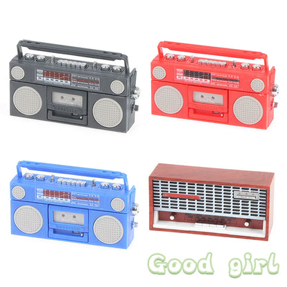 Cute 1/12 Scale Miniature Dollhouse Vintage Radio / Mini Tape-recorder Model Doll House Furniture Decoration Accessories Toy