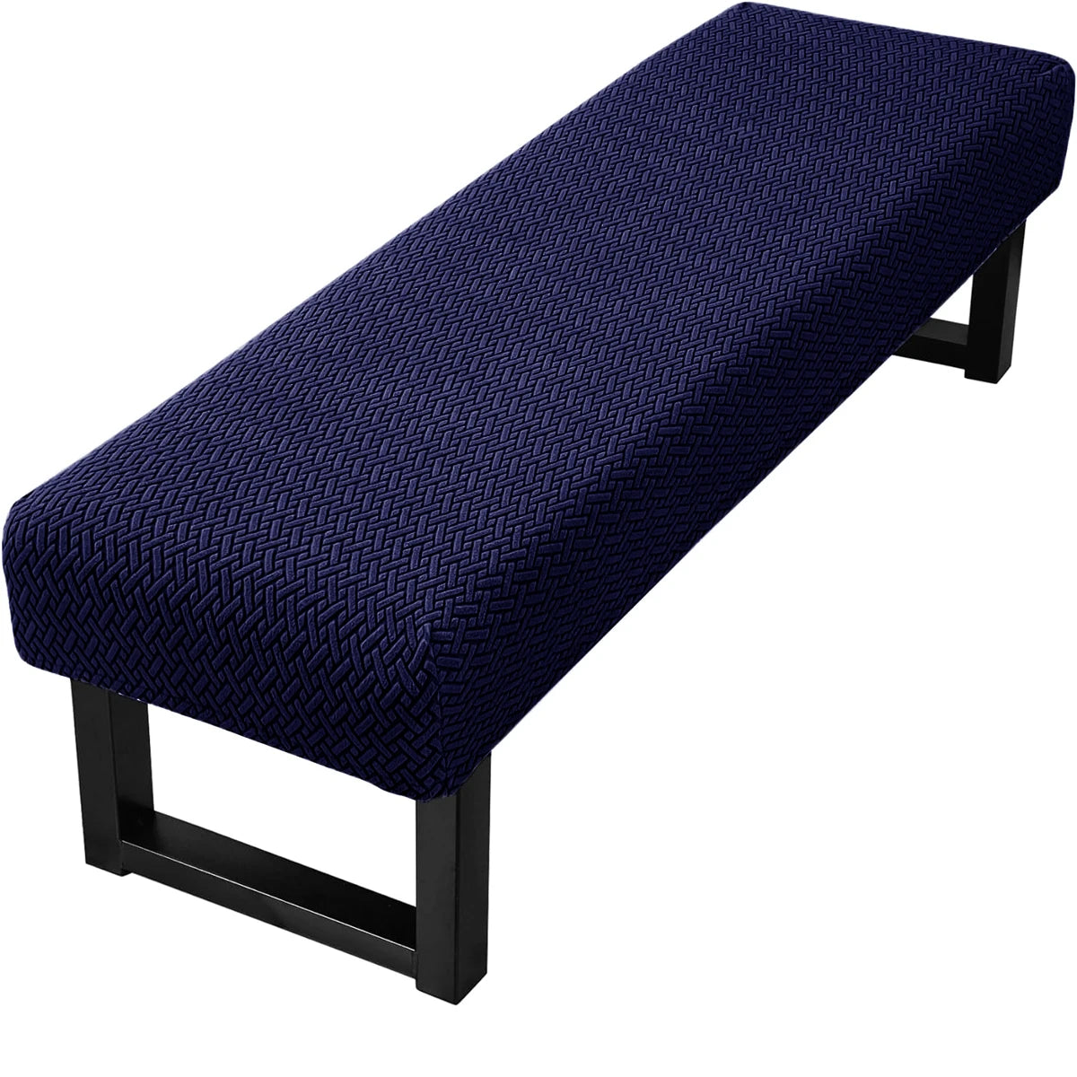 Stretch Jacquard Dining Bench Cover Living Room Anti-Dust Removable Bench Slipcover Washable Bench Seat Protector - Navy