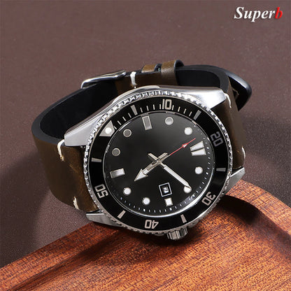 18mm 20mm 22mm Vintage Oil Wax Leather Watchband 19mm 21mm 24mm Universal Stitching Cowhide Strap for Seiko for Omega Watch B