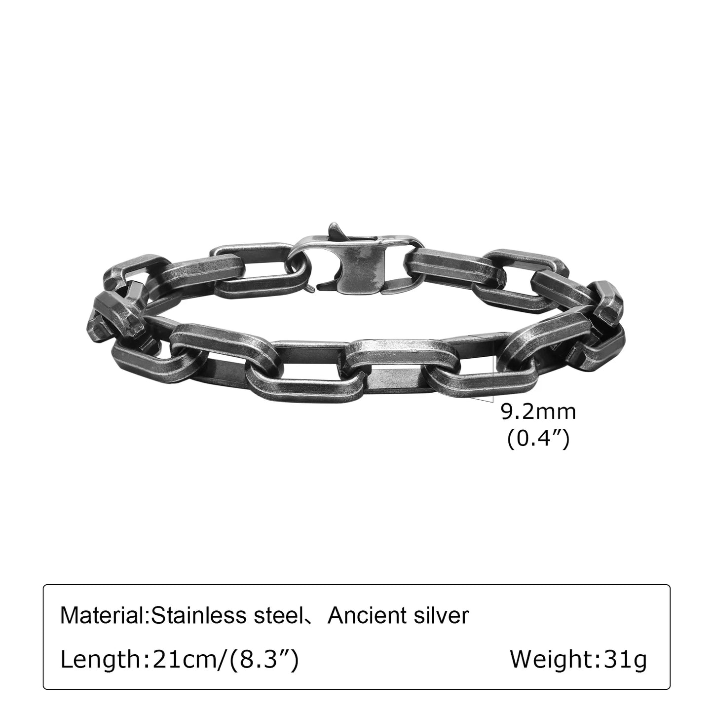 Vintage Chain Bracelets for Men Boys,Byzantine Stainless Steel Braided Link Wristband,Retro Jewelry Birthday Father Gifts - B