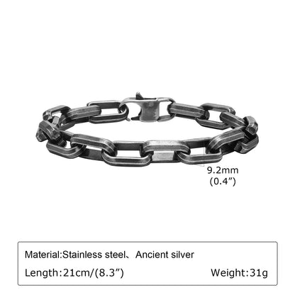 Vintage Chain Bracelets for Men Boys,Byzantine Stainless Steel Braided Link Wristband,Retro Jewelry Birthday Father Gifts - B