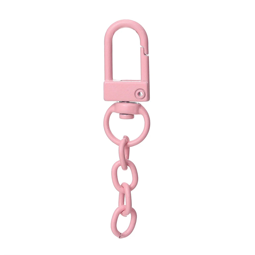 10pcs/lot Keyring Lobster Clasp Spring Buckle With Chains Colored Keychains For DIY Jewelry Making Key Ring Hooks Bags Buckle
