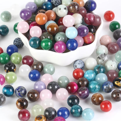4-12MM Natural Stone Beads Lava Amethyst Tiger Eye Quartz Agates Round Loose Beads for Jewelry Making DIY Bracelet Accessorie