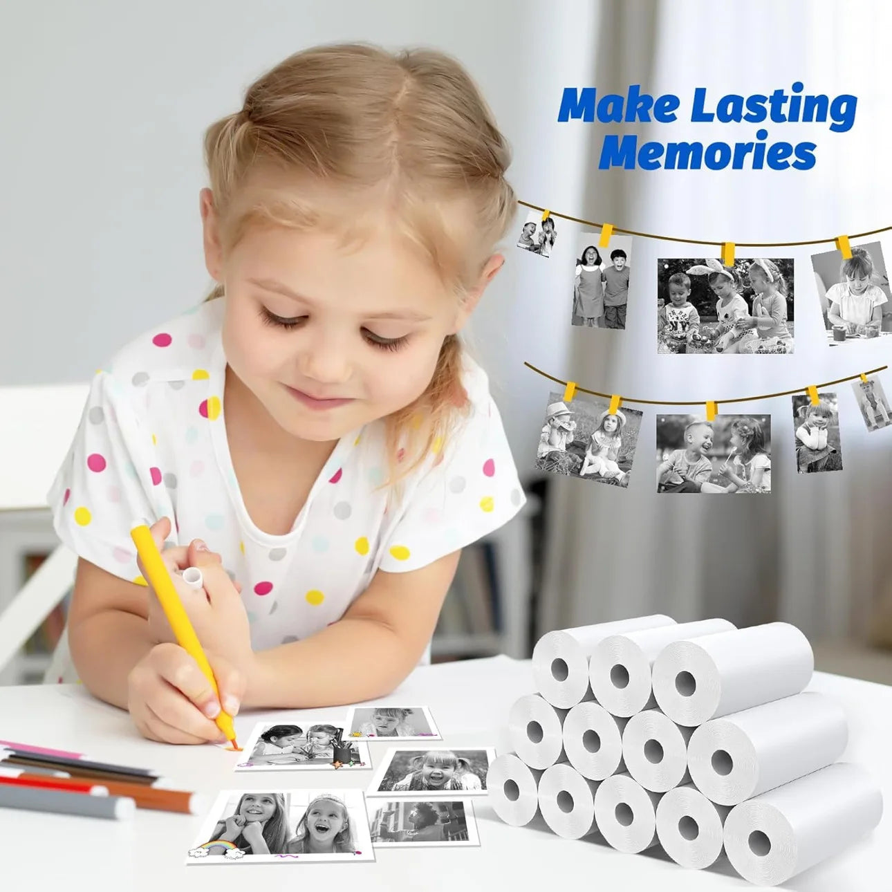 3-20 Rolls 57x25MM Thermal Paper Color Children Camera Instant Print Kids Camera Printing Paper Replacement Accessories Parts