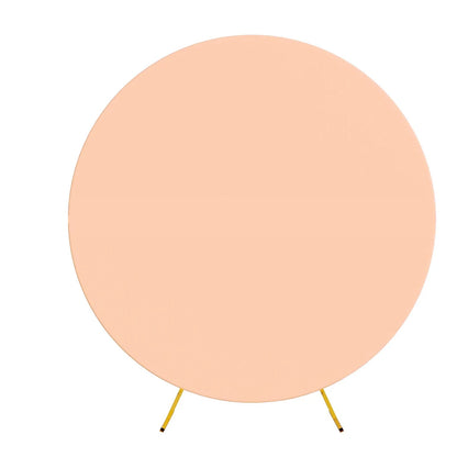 Pure Color Circle Round Backdrop Cover Wedding Baby Shower Birthday Party Decor Elastic Photo Background（Without Shelf）