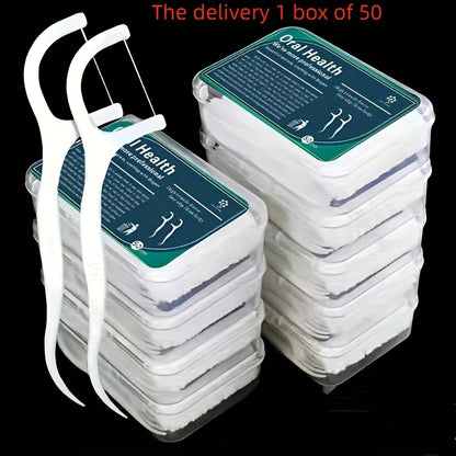 50pcs Dental Floss, Deep Cleaning Dental Floss For Proper Oral Care, Portable Disposable Dental Floss Picks For Travel Daily 