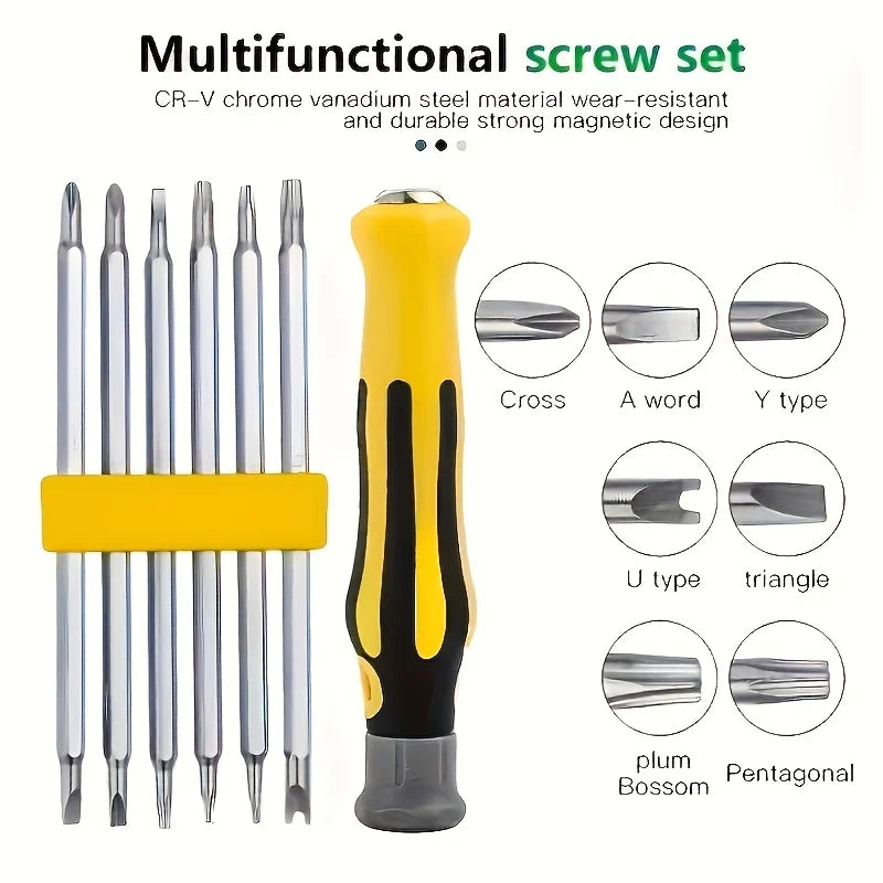 2026 7-in-1 Precision Premium Screwdriver Set – Durable Tools for Repair, Ideal Holiday Desk Gift - YELLOW