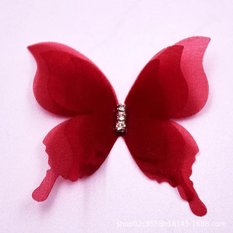 1 pcs 5cm DIY Organza 3D Butterfly Appliques Chiffon Fantasy Translucent Butterflies for Sewing Craft Decoration