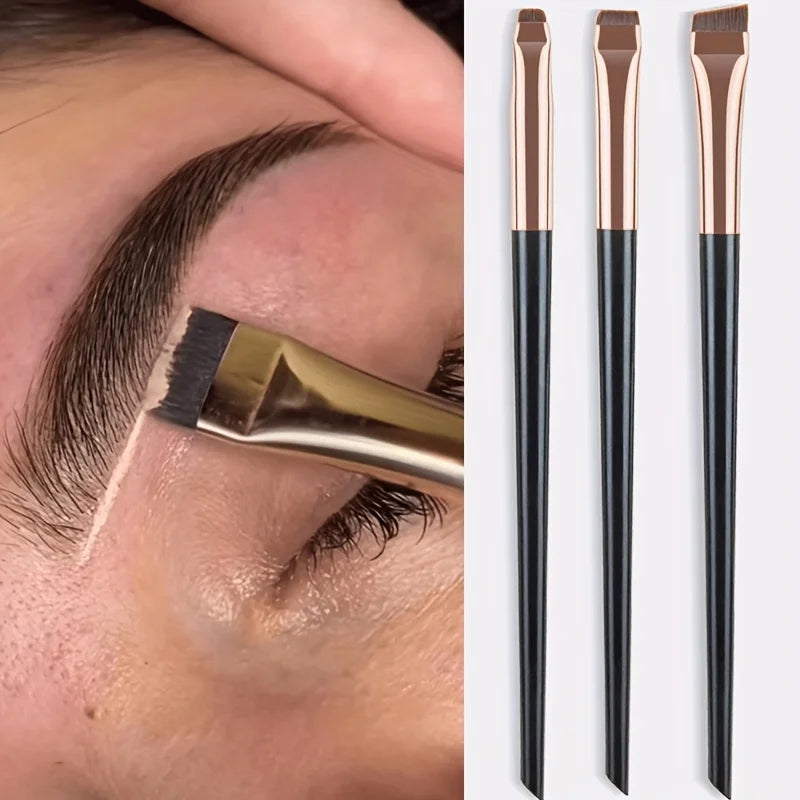 3pcs Makeup Brush Set, Blade Eyeliner Brush Fine Oblique Head Eyebrow Brush Outline Eyeliner Ultra-Thin Eye Shadow Brush Make