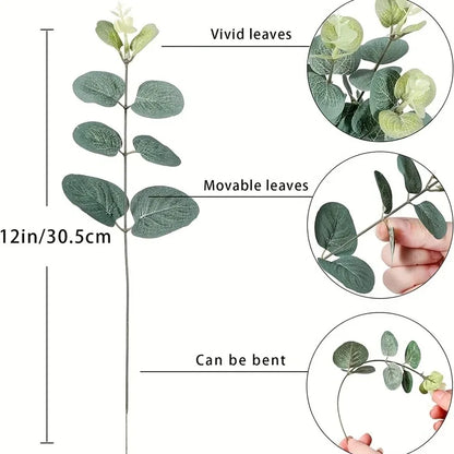 5/10/20Pcs Artificial Eucalyptus Leaf Stems Green Plants For Living Home Room Decoration Bride Wedding Decor Flowers Bouquets