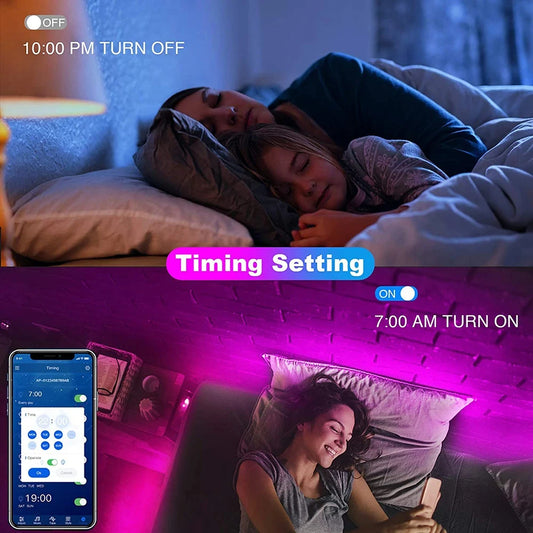 Bluetooth LED Strip Lights Smart SMD 5050 APP Remote Control Flexible Ribbon Diode Lamp Tape TV Backlights Game Room Home Dec