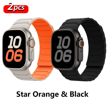 magnetic Strap For Apple Watch Band ultra 2 3 49mm 44mm 40mm 41mm 46mm 42mm 45mm 38 Silicone Bracelet IWatch Series 11 9 8 SE