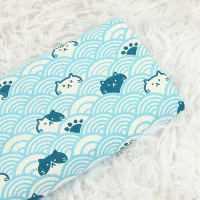 Half Yard Thicken Cotton Fabrics Soft Breeze Cat Curve Print, Handmade DIY Bag Cloth Material 100% Cotton CR-389
