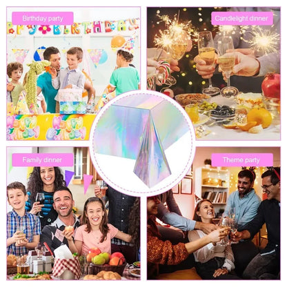 Tablecloth For Table Nappe De Table Tablecloth Birthday Iridescent Disco Party Decor Shiny Laser Holographic Disposable Cover