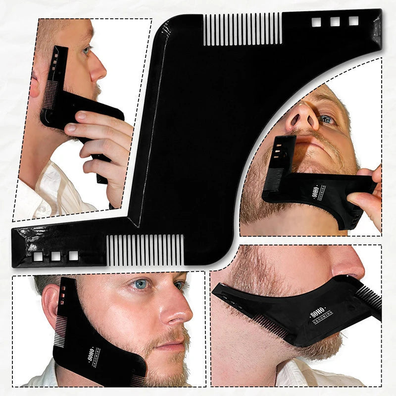 Fashion Beard Styling Template Comb New Barber Tool Mustache Symmetry Trimming Styling Stencil 3 Colors Optional Styling comb