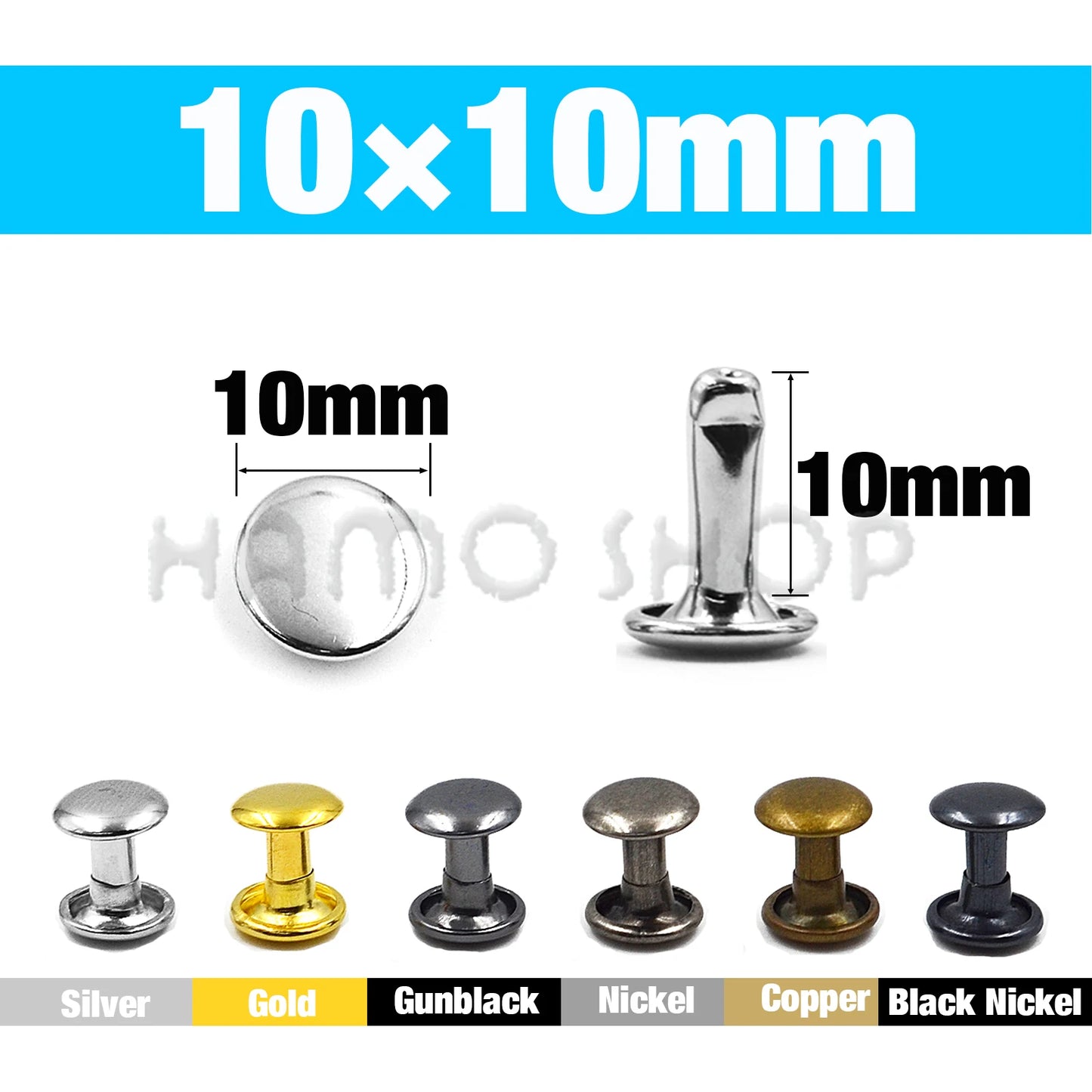 100Sets 5-15mm Metal Double Cap Rivets Stud Round Nail Rivet For Leathercraft Accessories Repair Shoes Bag Belt Clothing Garm