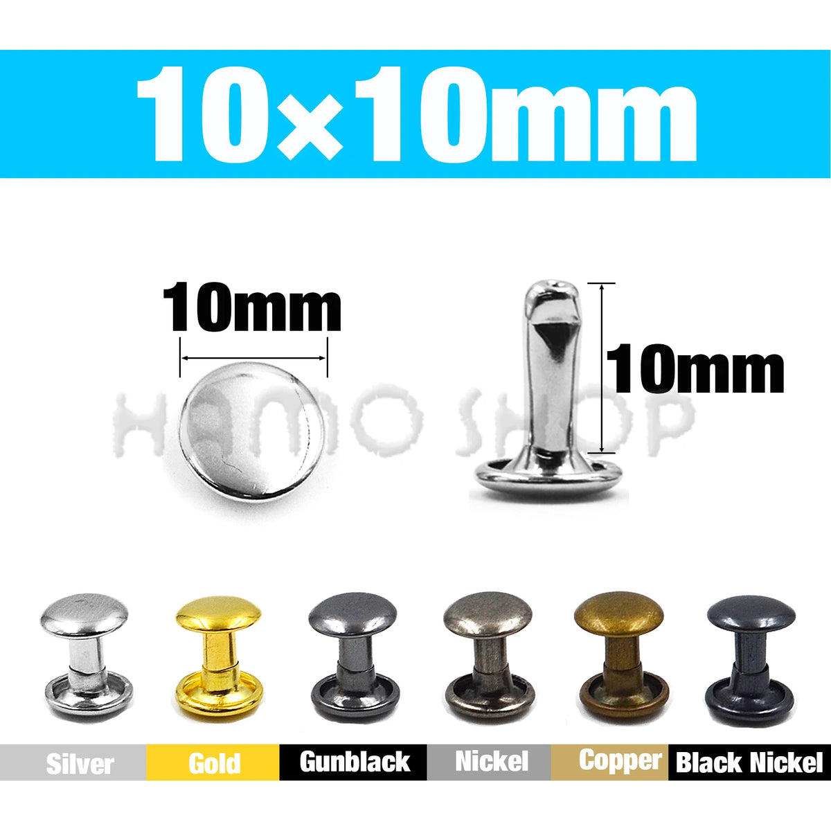 100Sets 5-15mm Metal Double Cap Rivets Stud Round Nail Rivet For Leathercraft Accessories Repair Shoes Bag Belt Clothing Garm