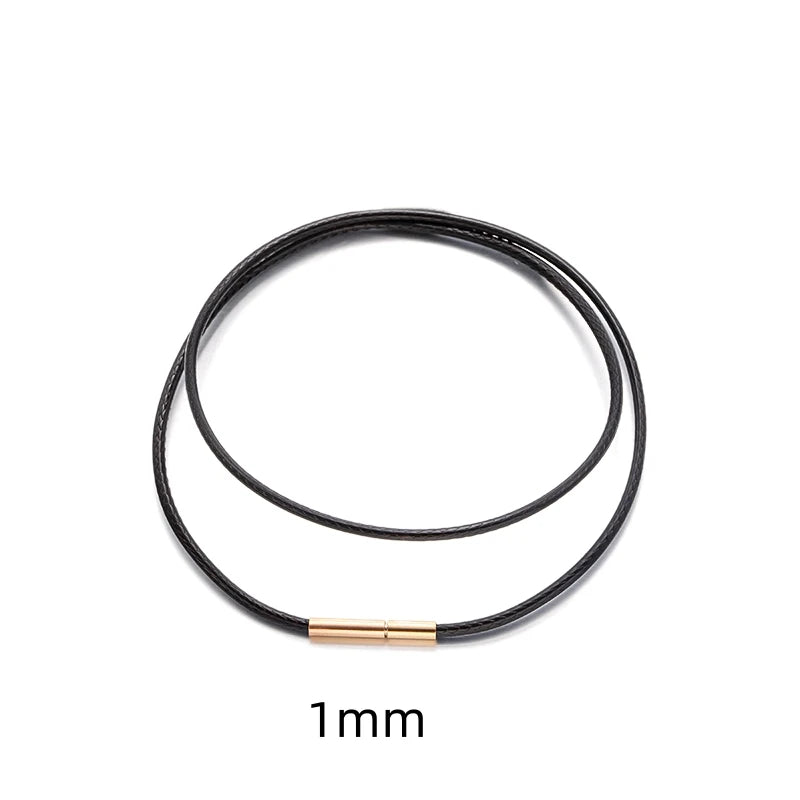 Black Genuine Leather Rope Necklace With Clasp Cord Chain Line String For DIY Pendant Jewelry Making Accessories Supplies Men
