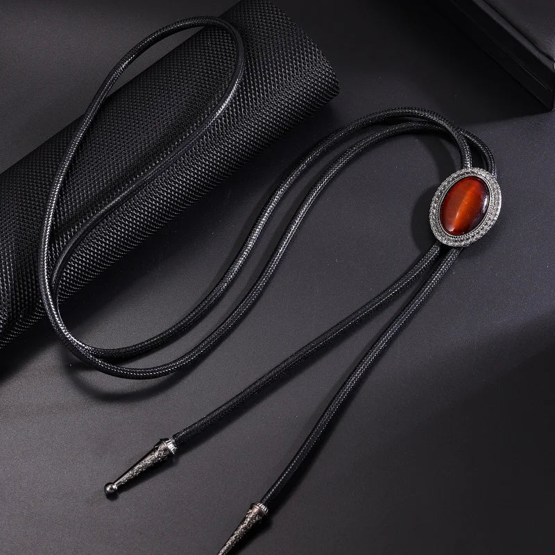 Bolo Tie for Women Men Vintage Crystal Oval Shirt Bowtie Western Cowboy Necktie Luxulry Fashion Jewelry Accessories
