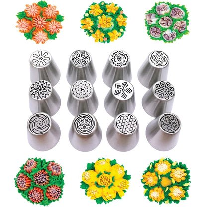2/3/5/7/12 Pcs/Set Icing Piping Nozzles Set Russian Round Tips Fondant Cake Cream Decorating Pastry Tools - Beige