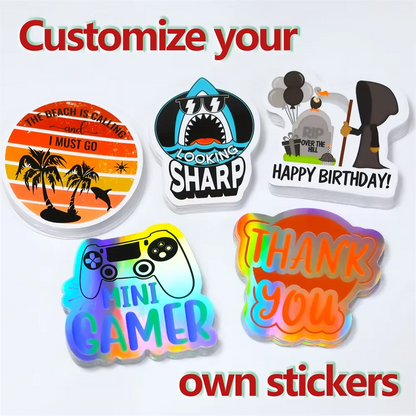 100pcs Custom Sticker Your Logo Text Tag PVC Label Vinyl Waterproof Computer Luggage Self Adhesive Personalized Die Cut Stick